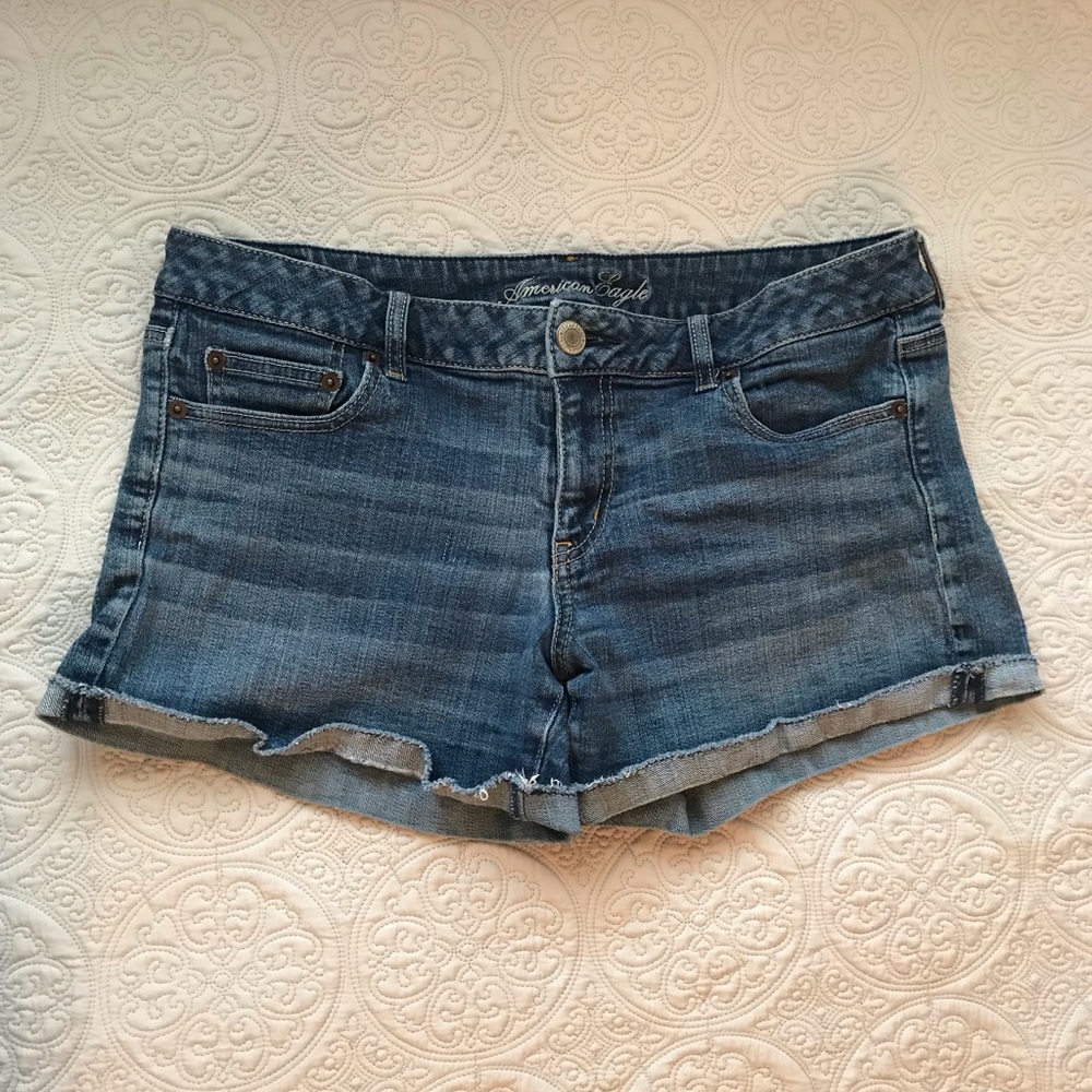 American Eagle Mid-Rise Midi Denim Shorts